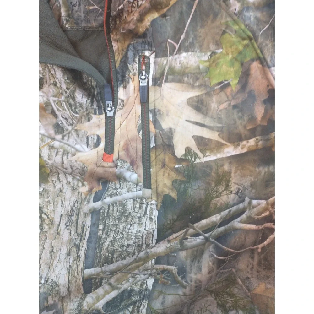 RedHead Mens True Timber Camo Quarter Zip Fleece Pullover Jacket Medium Brown